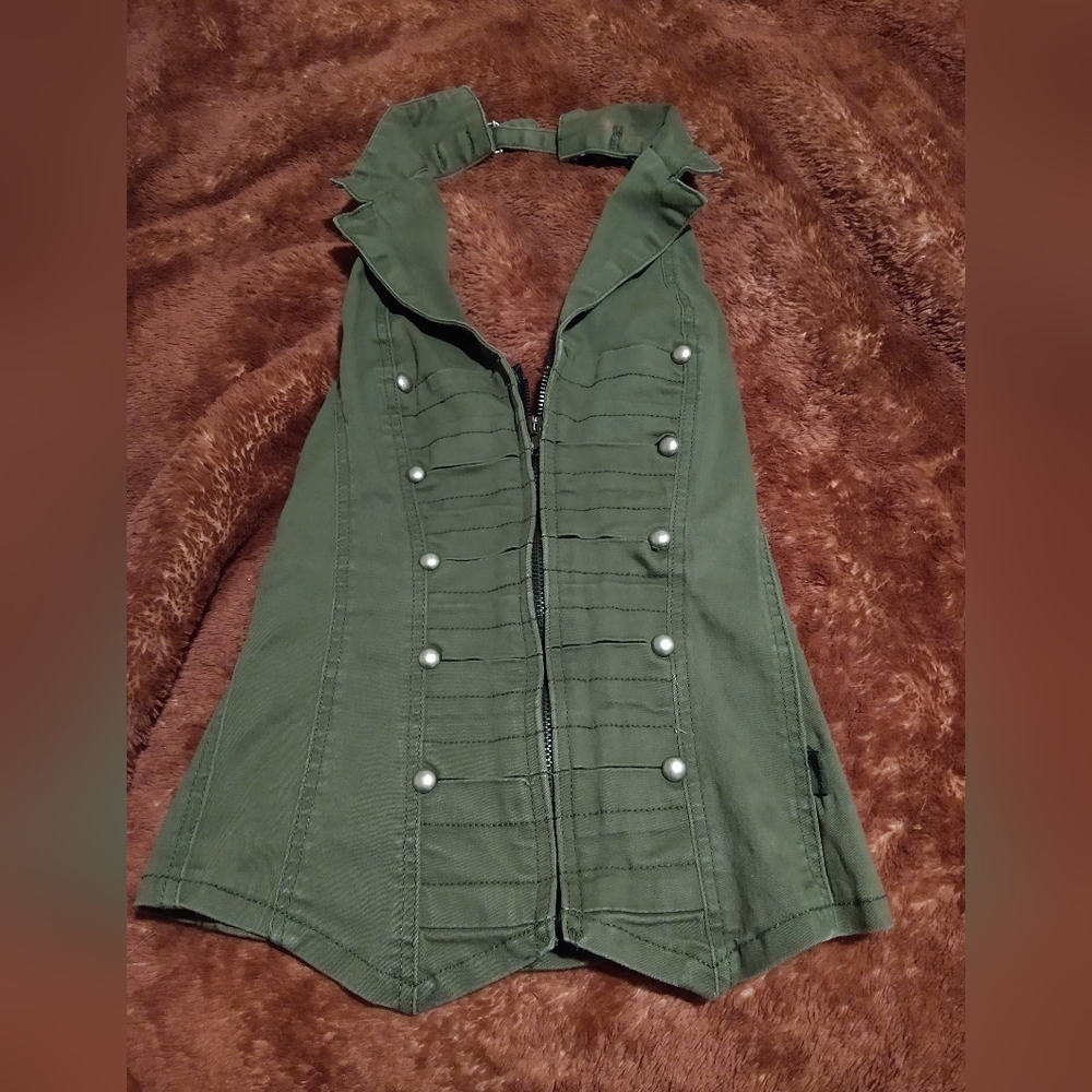Tripp Olive Denim Vintage Top XS